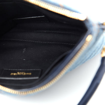 Saint Laurent Denim Matelasse Chevron Monogram A5 Wristlet Blue 8 of 8