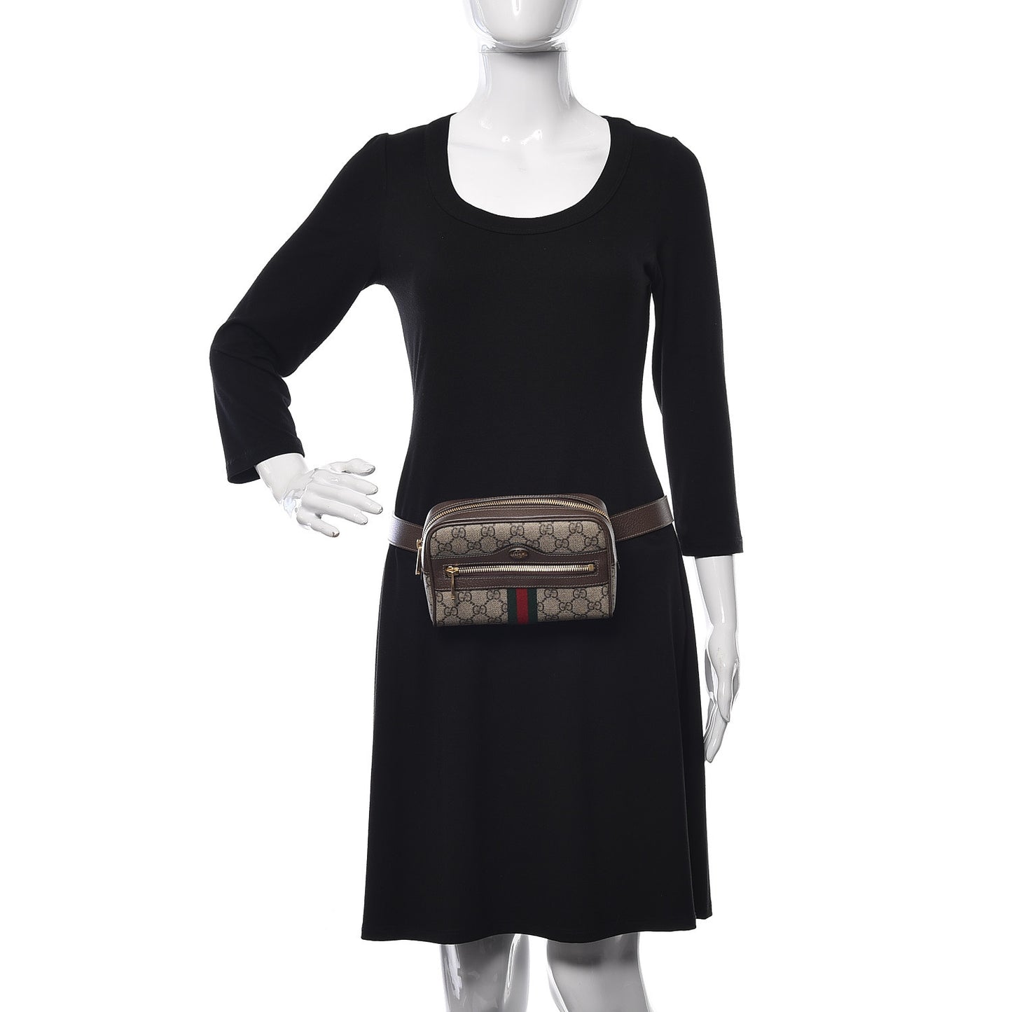 GG Supreme Monogram Web Small Ophidia Belt Bag 95 38 Dark Brown
