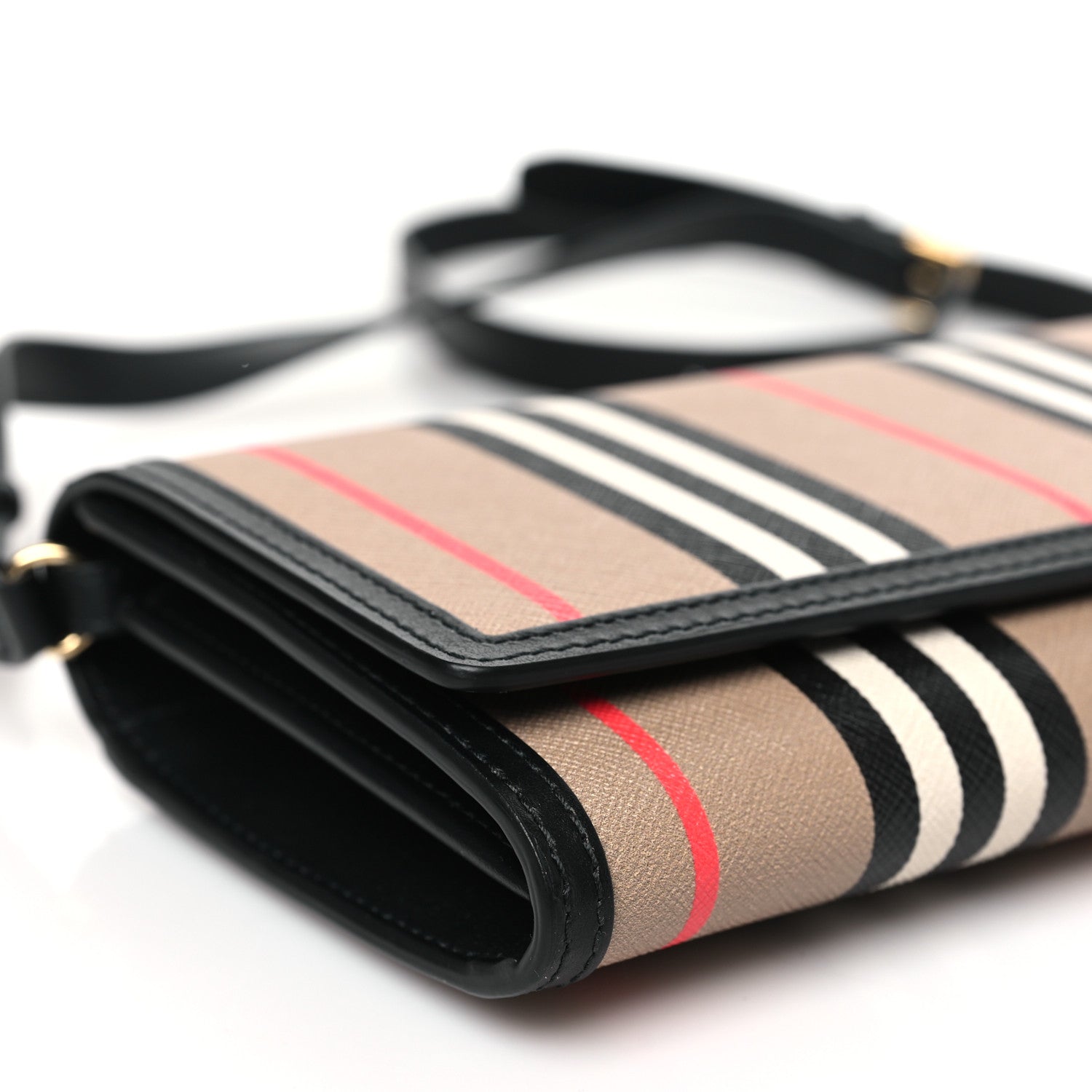 Burberry E-Canvas Icon Stripe Hannah Wallet With Detachable Strap Archive Beige Black 9 of 10