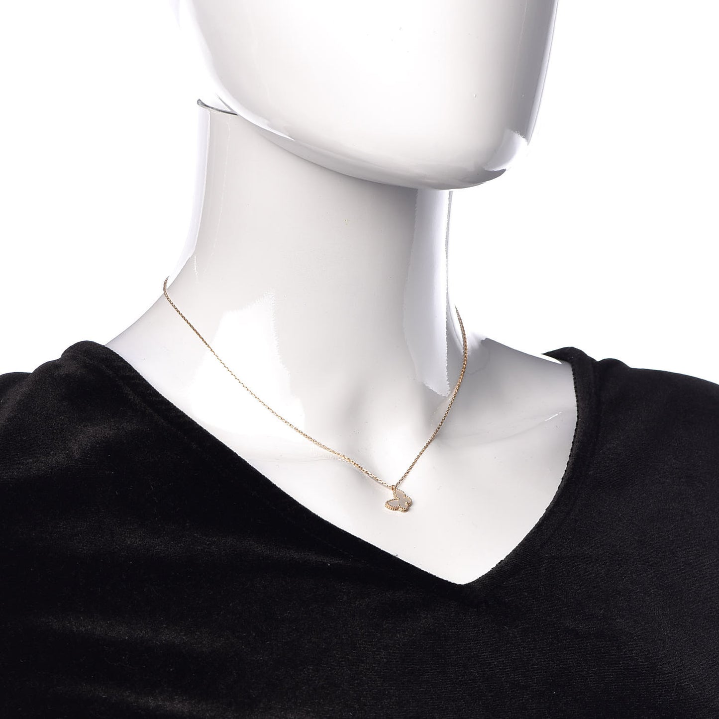18K Yellow Gold Mother of Pearl Sweet Alhambra Butterfly Pendant Necklace