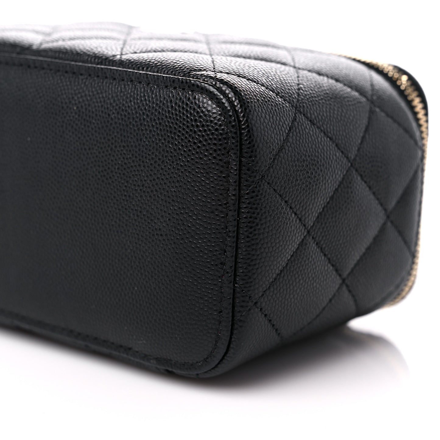 Caviar Quilted Small Vanity Case With Chain Black