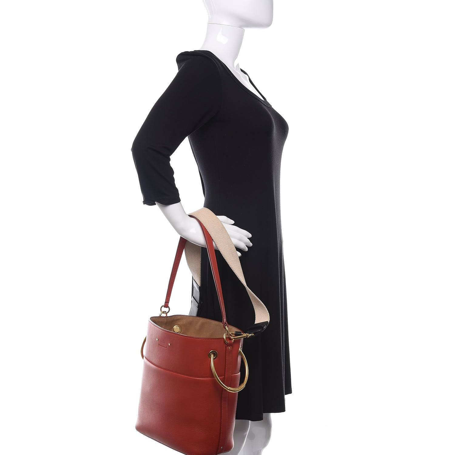 Chloe Smooth Calfskin Medium Roy Bucket Bag Earthy Red 3 of 11