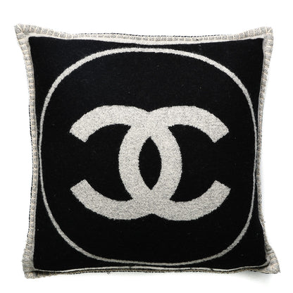 Chanel Merino Wool Cashmere CC Pillow Black Beige 1 of 4