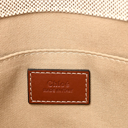 Chloe Cotton Calfskin Medium Woody Ribbon Tote White Brown 6 of 9
