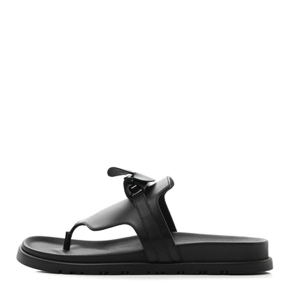 Hermes Calfskin Womens Empire Sandals 38 Black 1 of 7