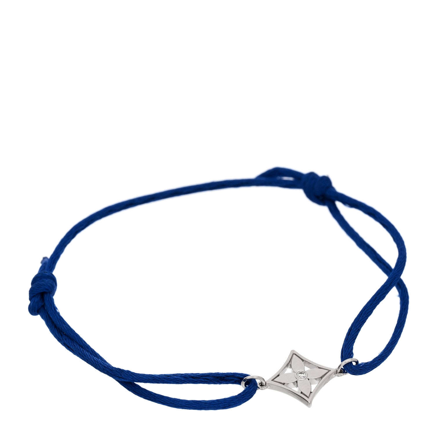 Louis Vuitton 18K White Gold Diamond Idylle Blossom Cord Bracelet Blue 1 of 3