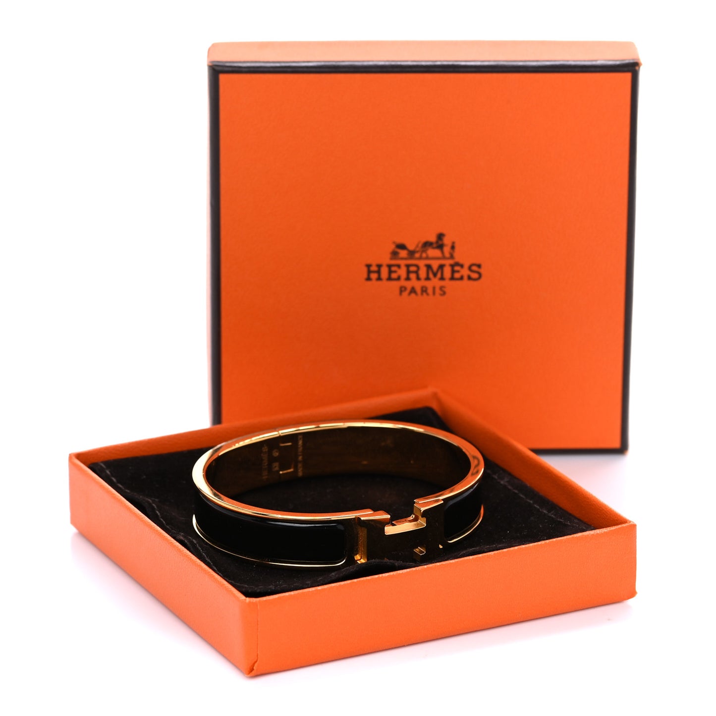 Enamel Narrow Clic Clac H Bracelet PM Black