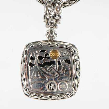 John Hardy Sterling Silver 22k Gold Palu Square Pendant Necklace 5 of 5