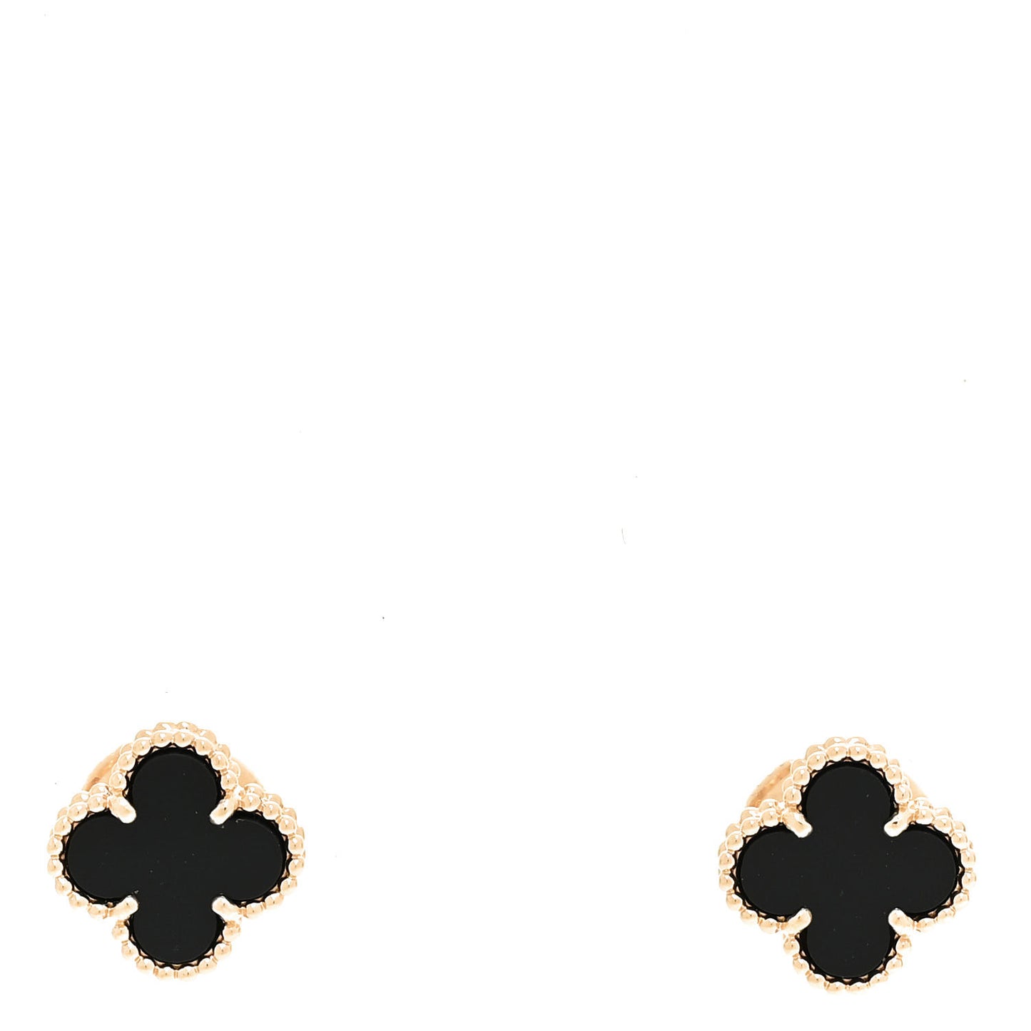18K Yellow Gold Black Onyx Sweet Alhambra Earrings