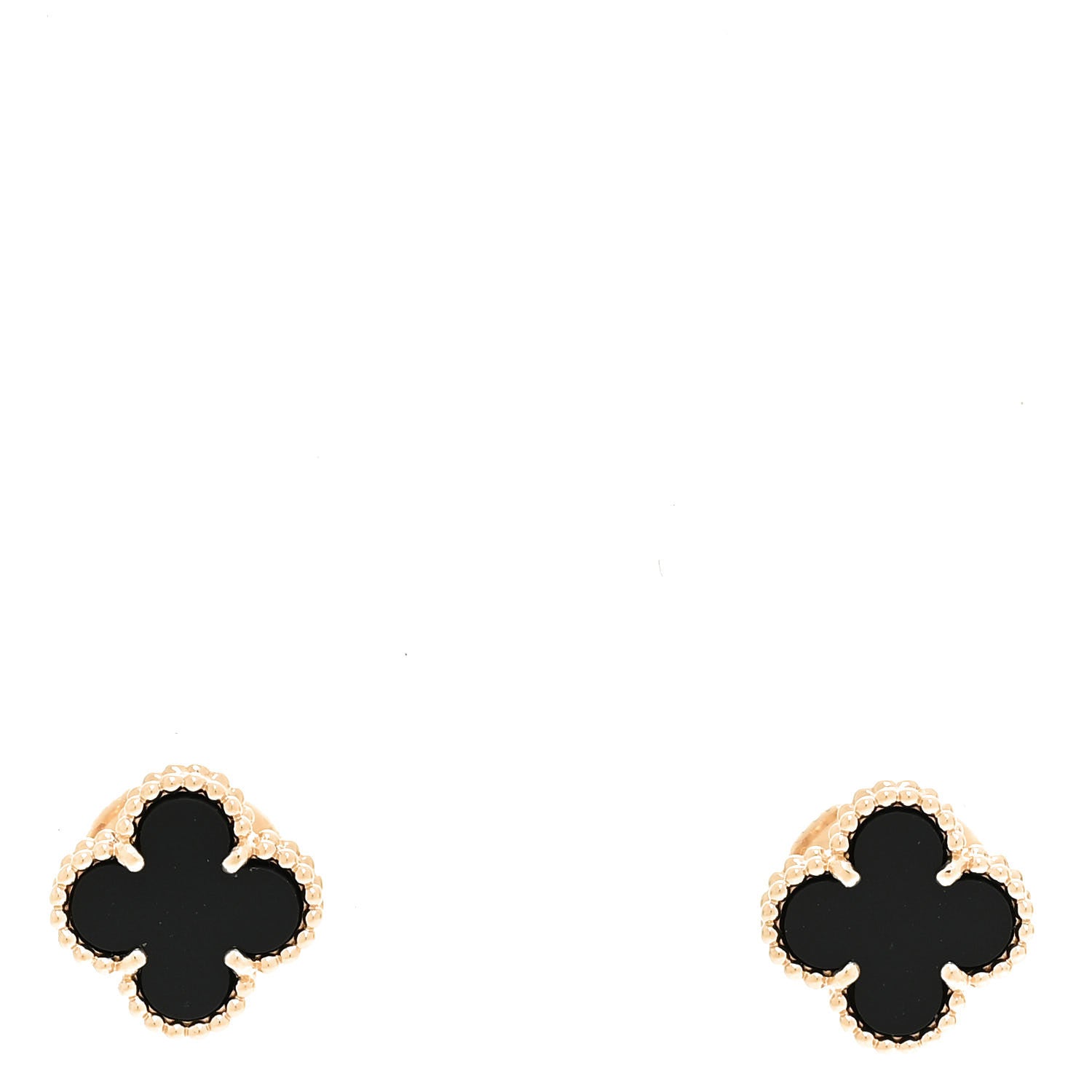Van Cleef & Arpels 18K Yellow Gold Black Onyx Sweet Alhambra Earrings 1 of 6