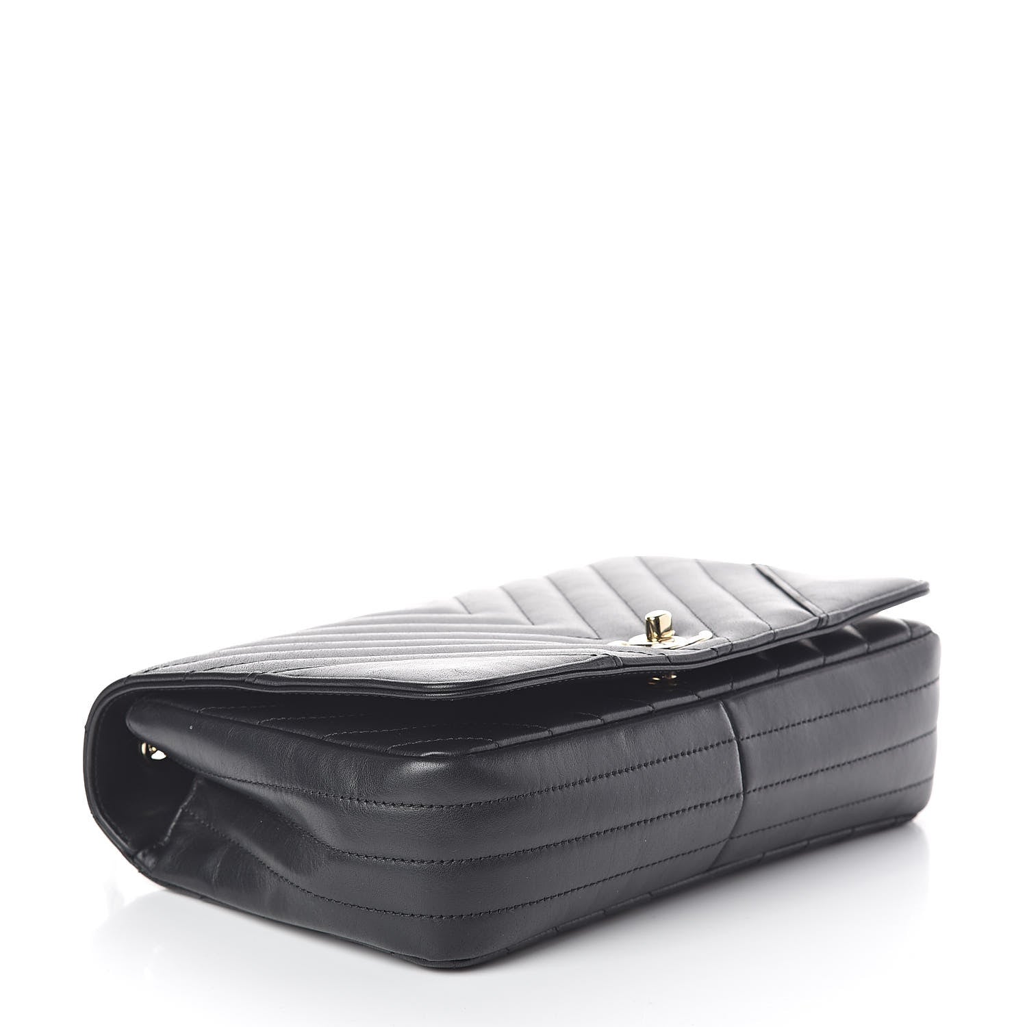 Chanel Calfskin Chevron Quilted Statement Flap Black 4 of 11