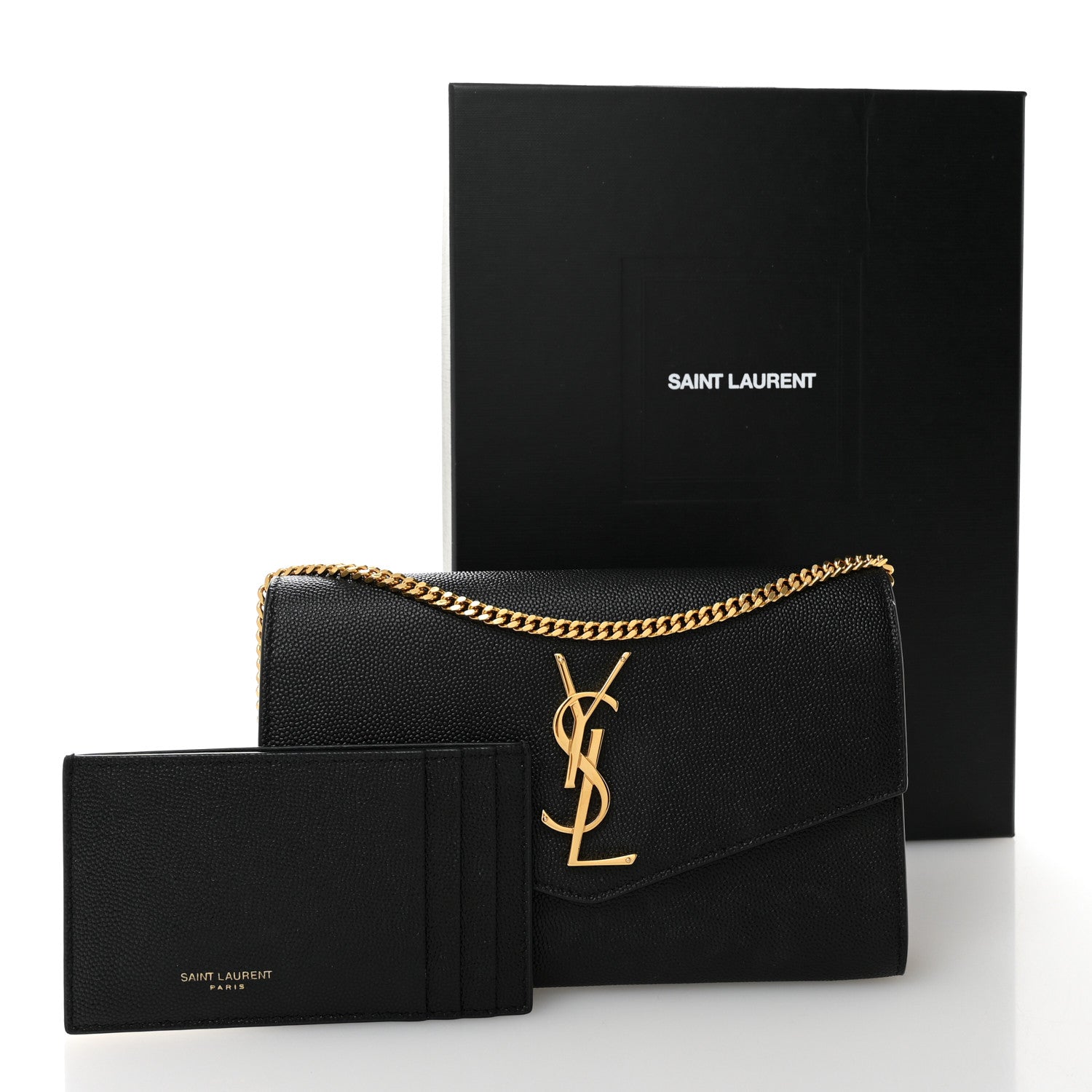 Saint Laurent Grain de Poudre Uptown Chain Wallet Black 11 of 11