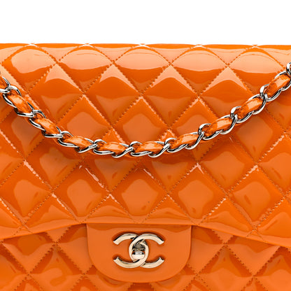 Chanel Patent Quilted Jumbo Double Flap Orange 8 of 12