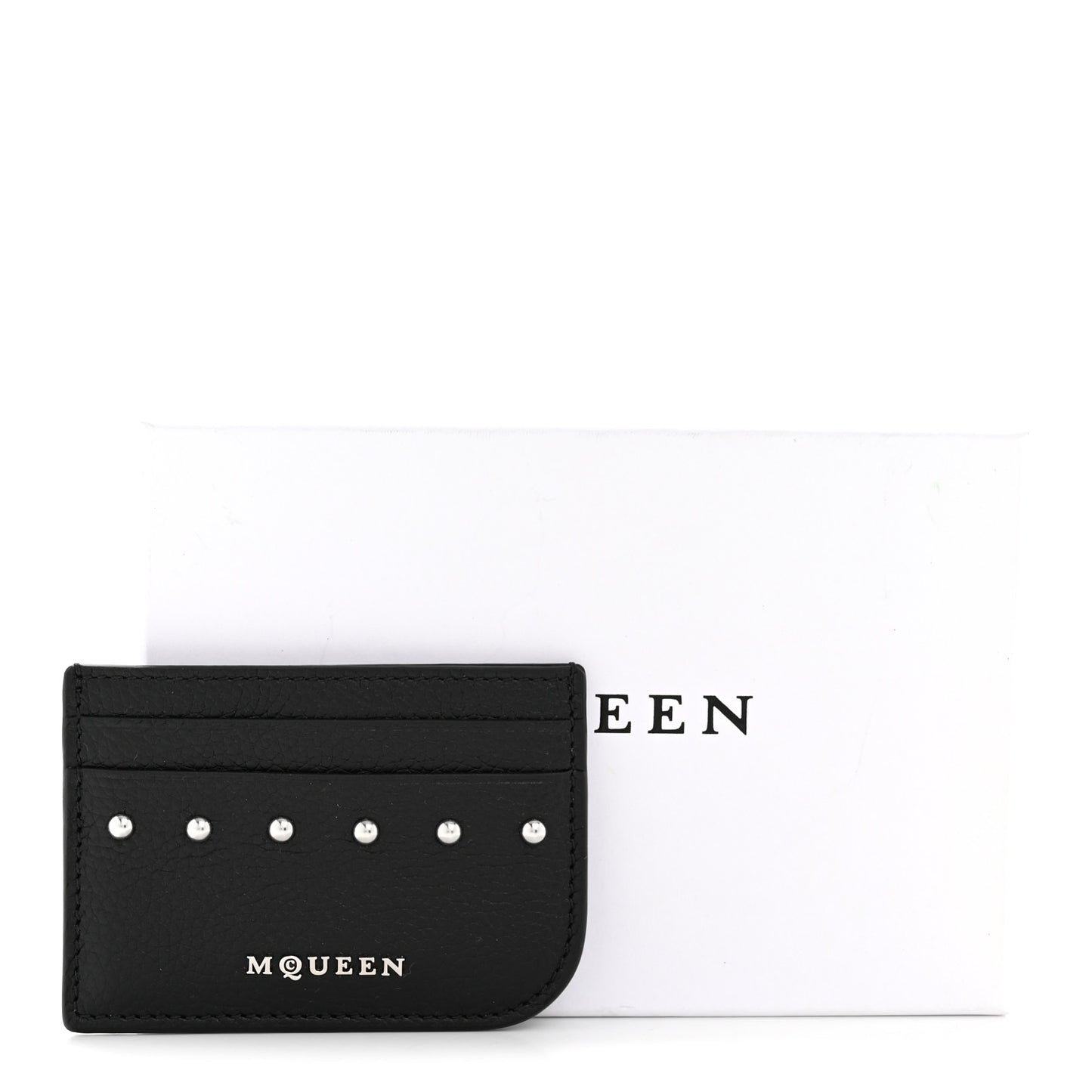 Grained Calfskin Sling Stud Card Holder Black