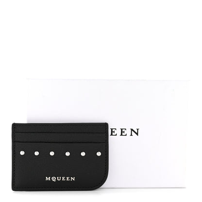 Alexander McQueen Grained Calfskin Sling Stud Card Holder Black 10 of 10