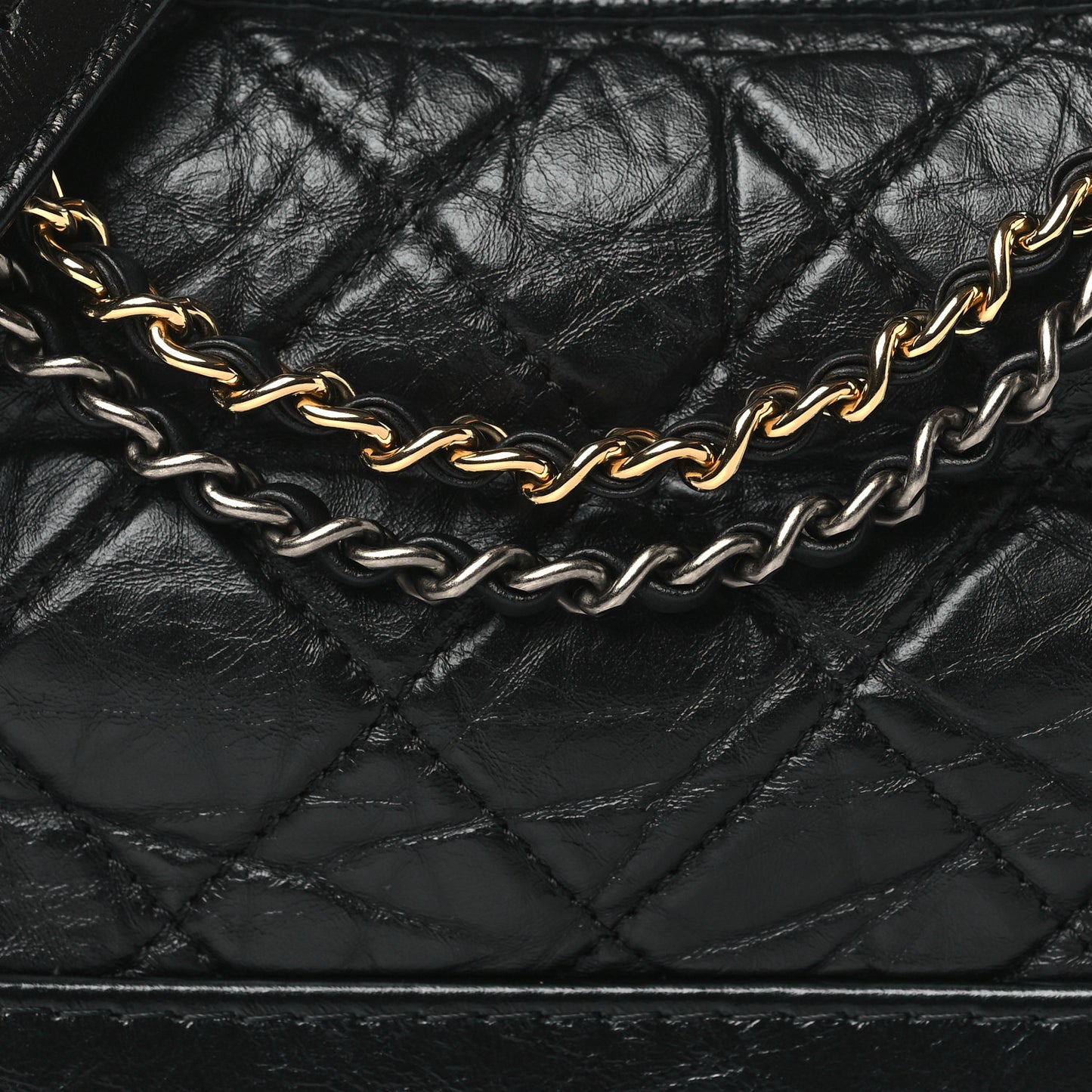 Aged Calfskin Quilted Small Gabrielle Hobo Black