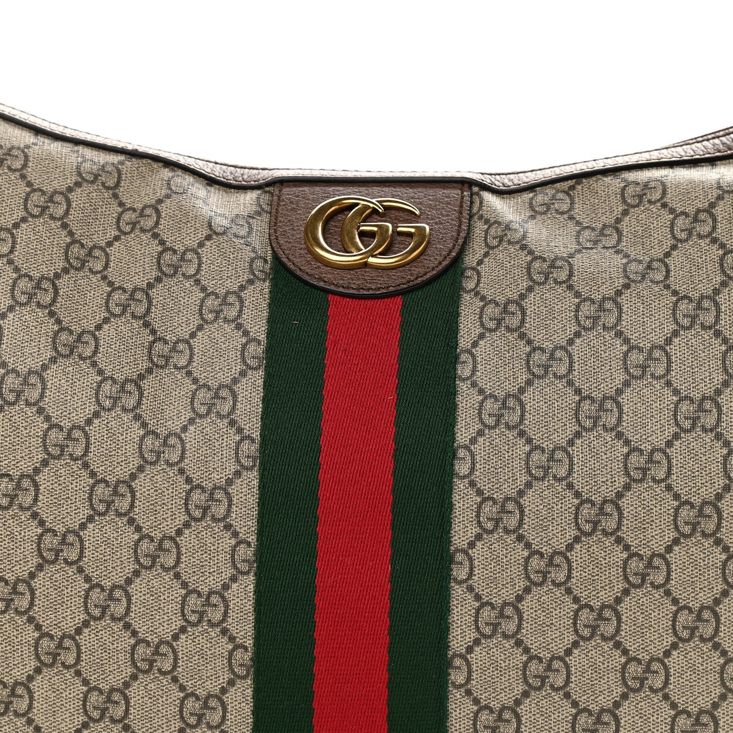GG Supreme Monogram Web Ophidia Half Moon Hobo Brown