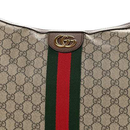 Gucci GG Supreme Monogram Web Ophidia Half Moon Hobo Brown 7 of 16