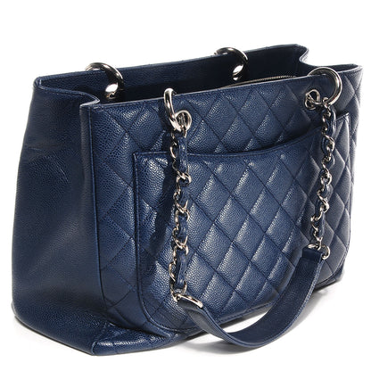 Chanel Caviar Grand Shopping Tote GST Dark Blue 3 of 7