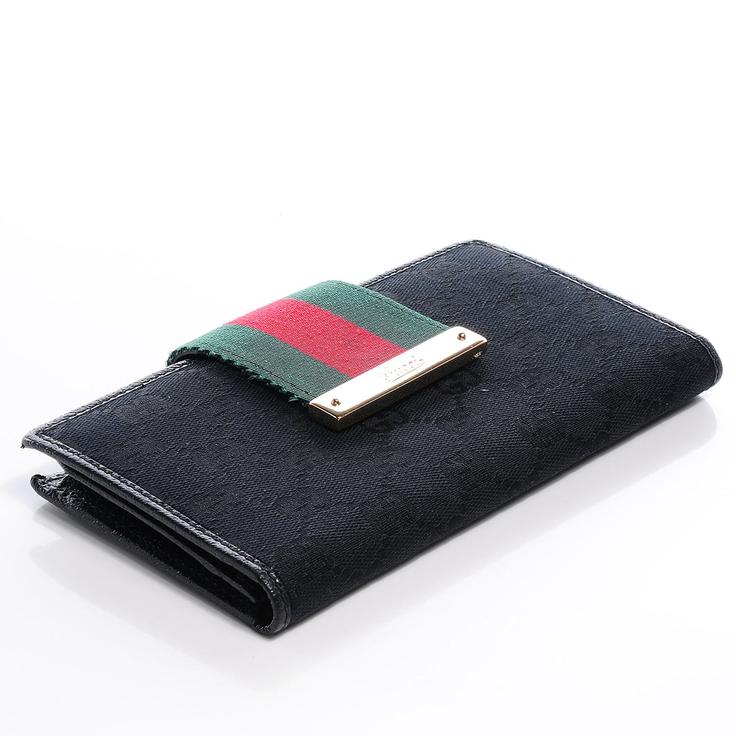 Monogram Calfskin Ladies Web Long Wallet Black