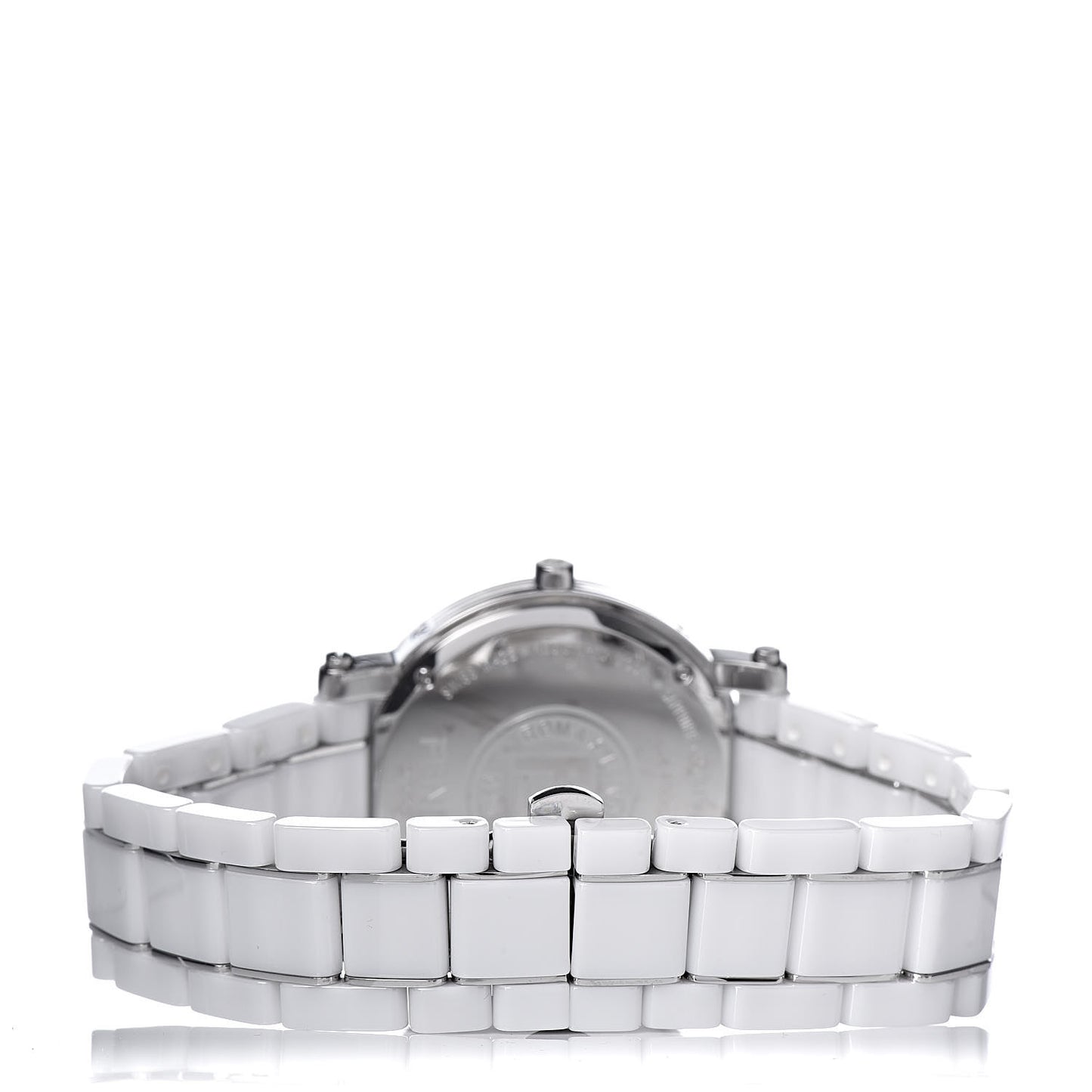 Stainless Steel Ceramic Diamond Bezel 38mm Round Quartz Watch White