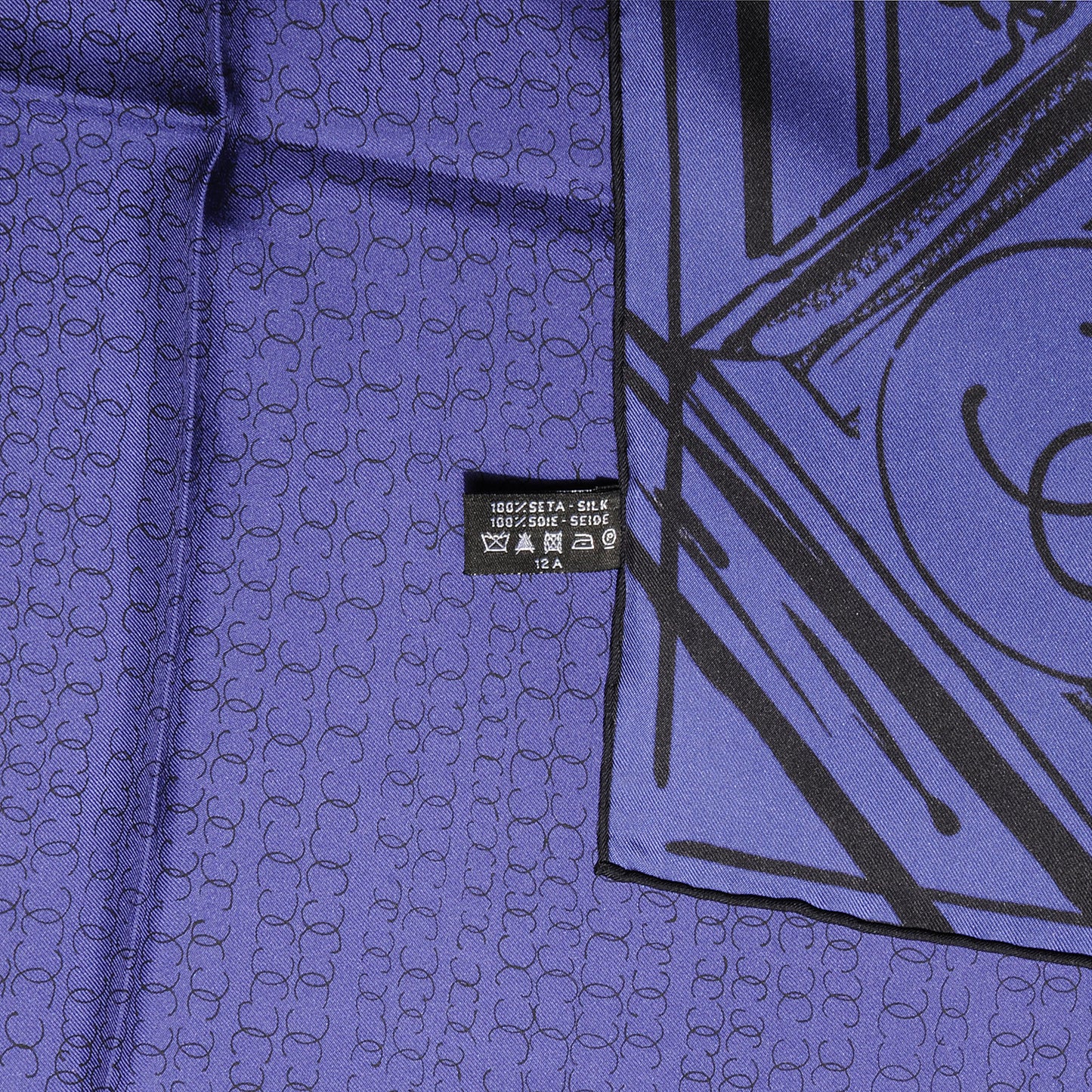 Silk Scarf CC Logo Purple Black