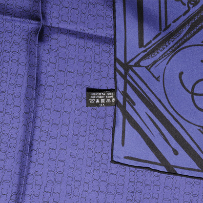 Chanel Silk Scarf CC Logo Purple Black 5 of 5
