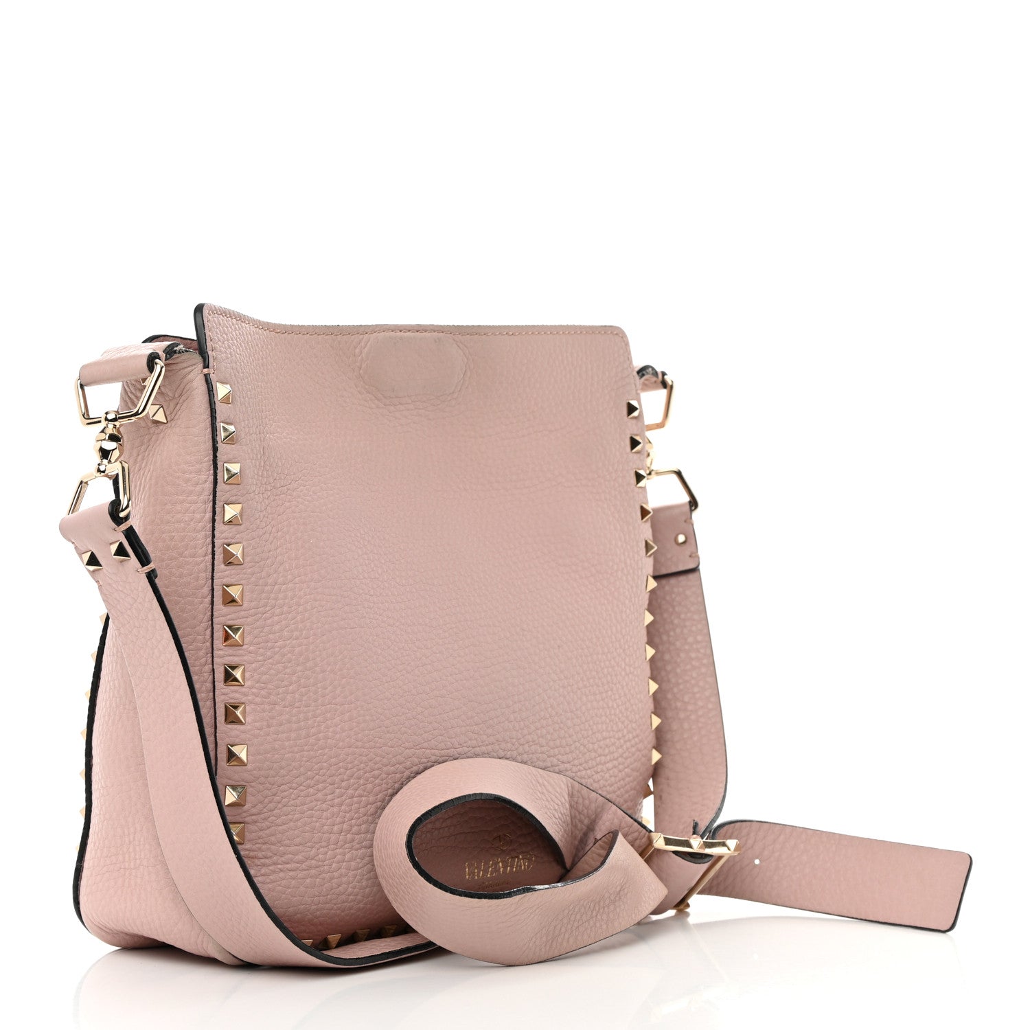 Valentino Garavani Pebbled Calfskin Small Rockstud Flip-Lock Messenger Bag Water Rose 3 of 21