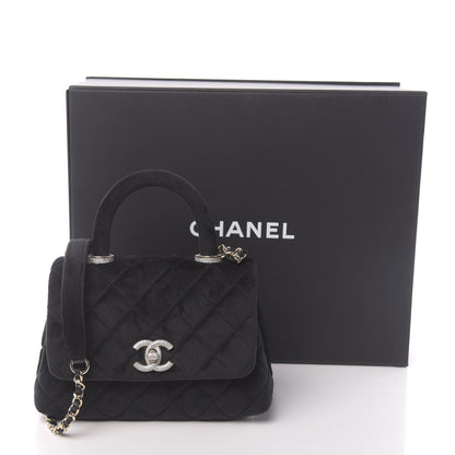 Chanel Velvet Crystal Quilted Extra Mini Coco Handle Flap Black 11 of 11