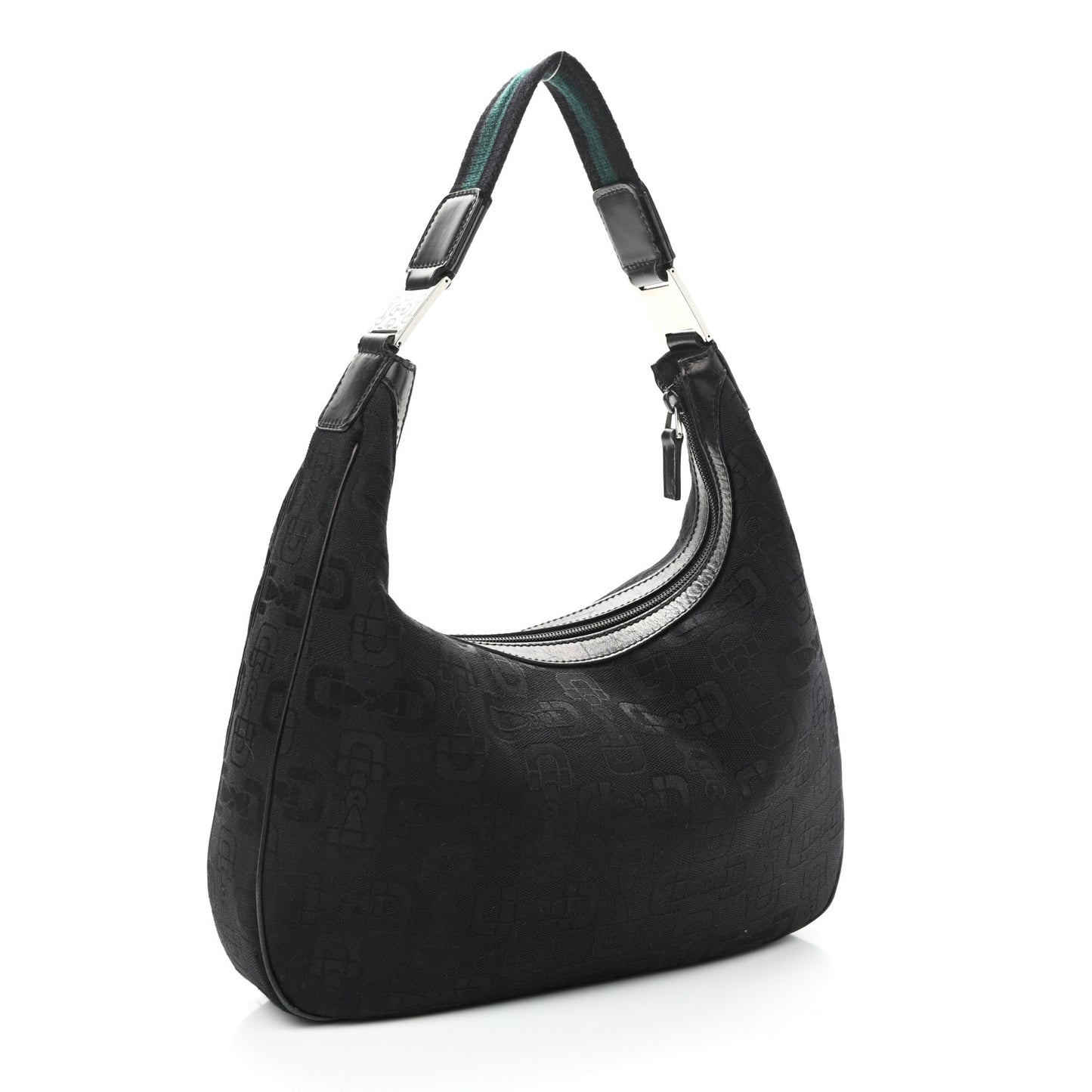 Canvas Horsebit Hobo Black