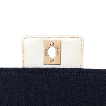 Chanel Patent Jersey Quilted Single Flap Navy 10 of 13