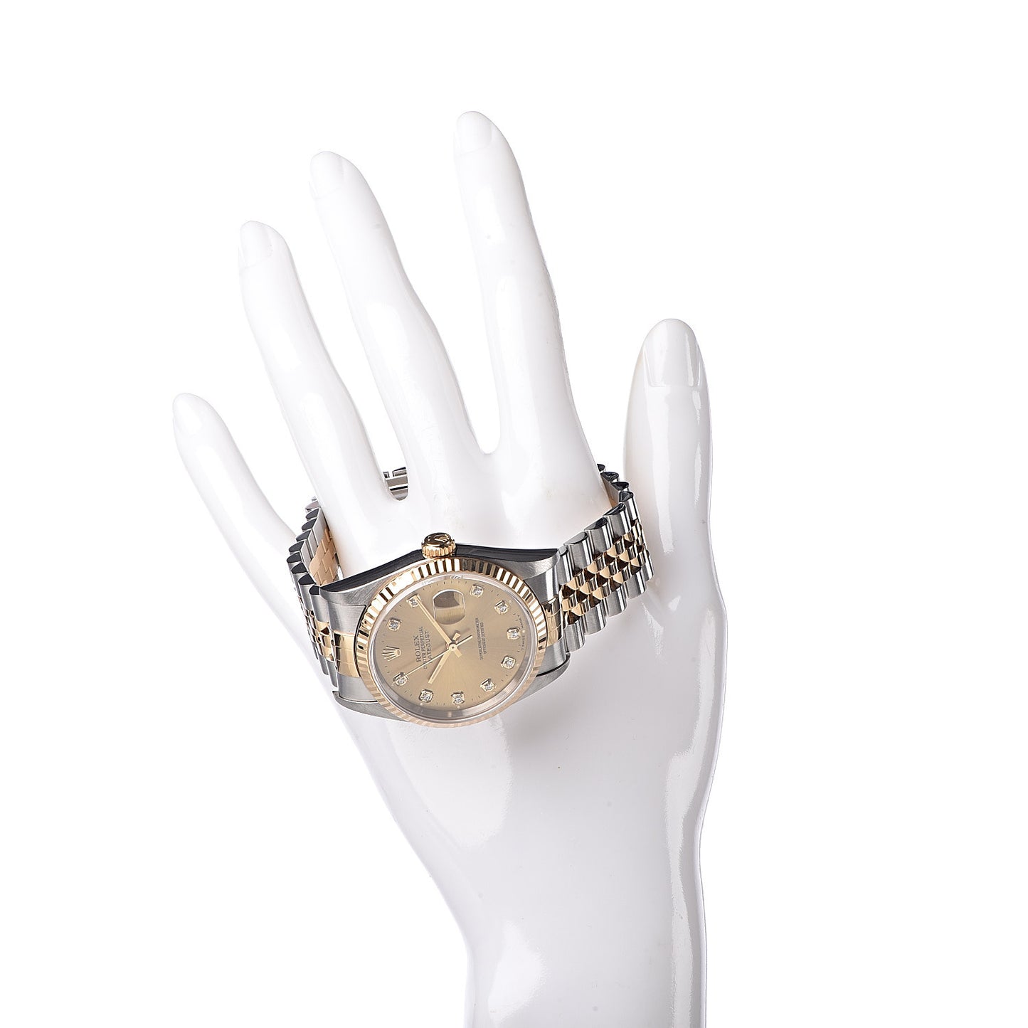 Stainless Steel 18K Yellow Gold Diamond 36mm Oyster Perpetual Datejust Watch Champagne 16233