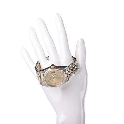 Rolex Stainless Steel 18K Yellow Gold Diamond 36mm Oyster Perpetual Datejust Watch Champagne 16233 2 of 6