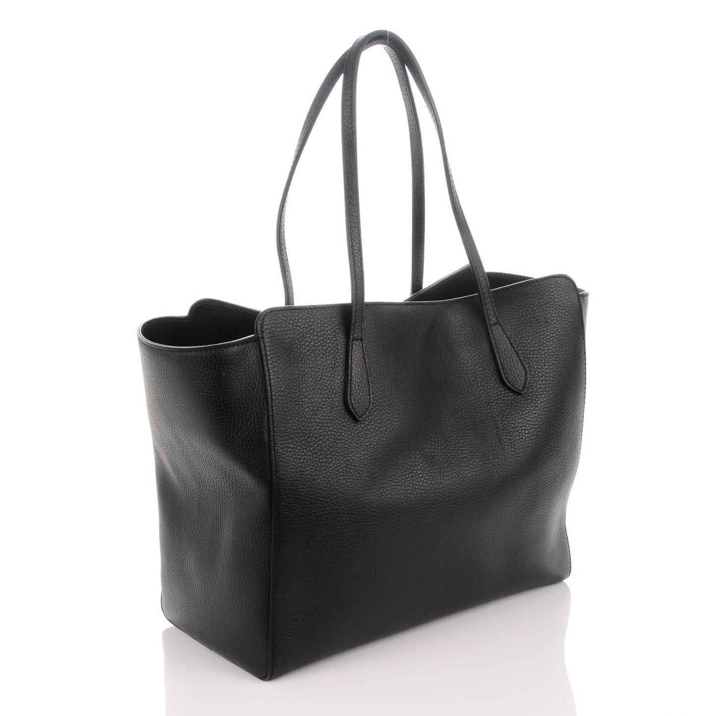 Pebbled Calfskin Medium Swing Tote Black