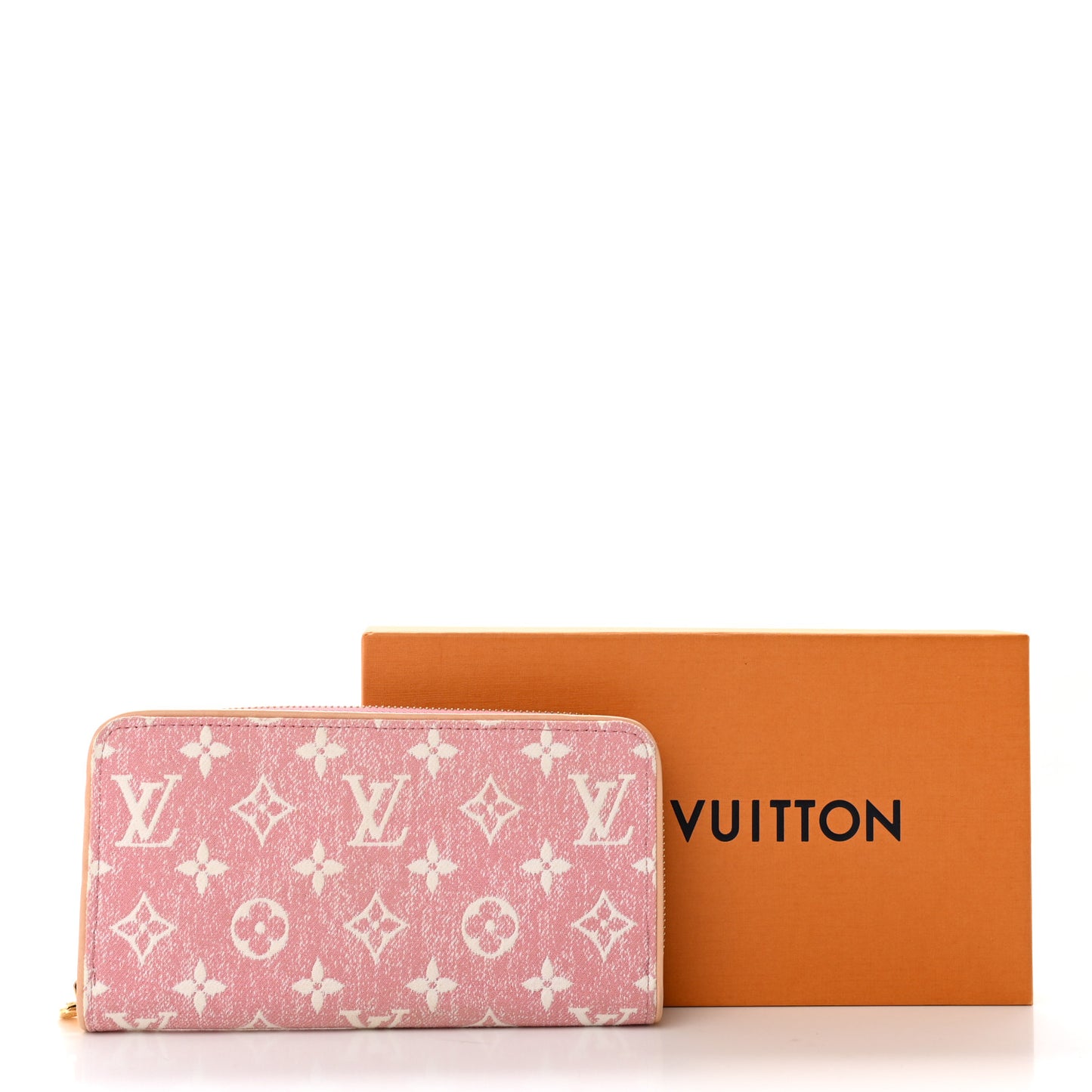 Denim Monogram Jacquard Zippy Wallet Pink