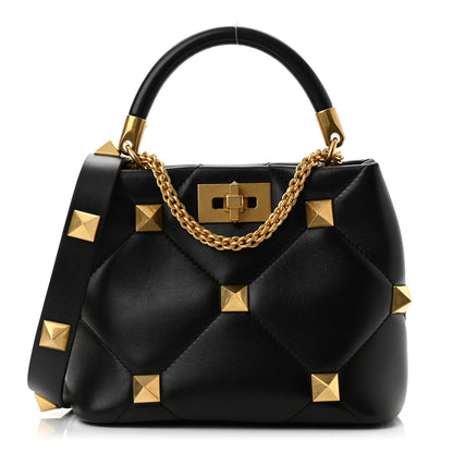 Valentino Garavani Nappa Small Roman Stud The Handle Bag Black 1 of 9