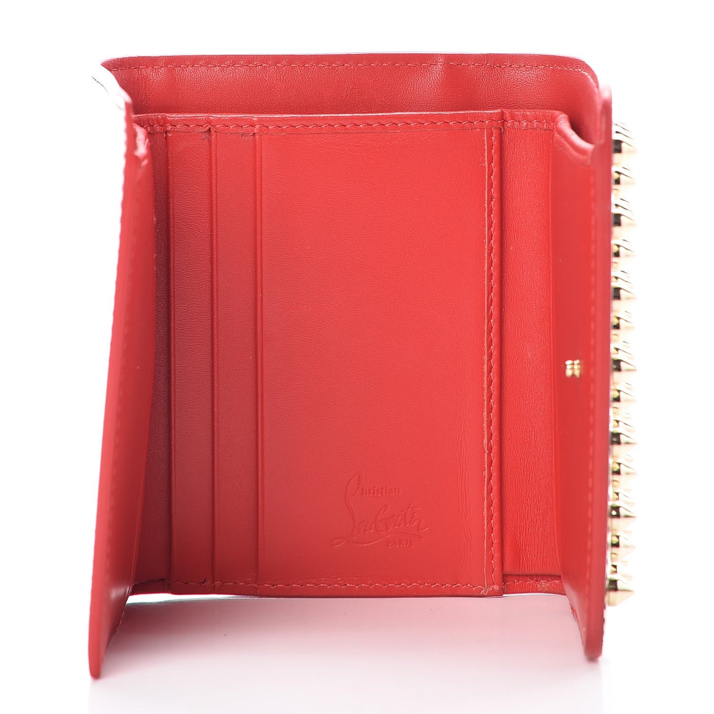 Patent Spiked Macaron Mini Wallet Leopard