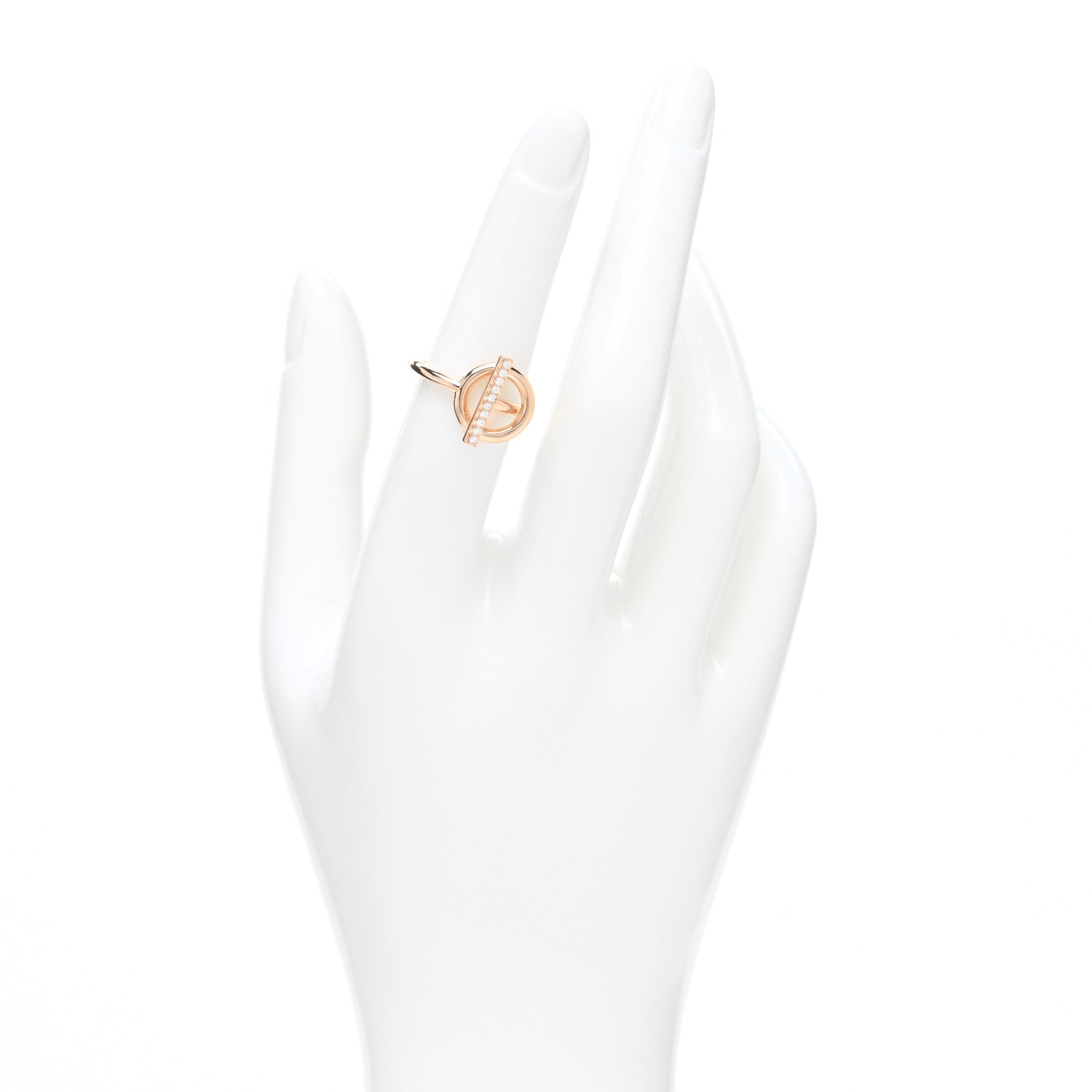 Hermes 18K Rose Gold Diamond PM Echappee Ring 51 5.75 2 of 5