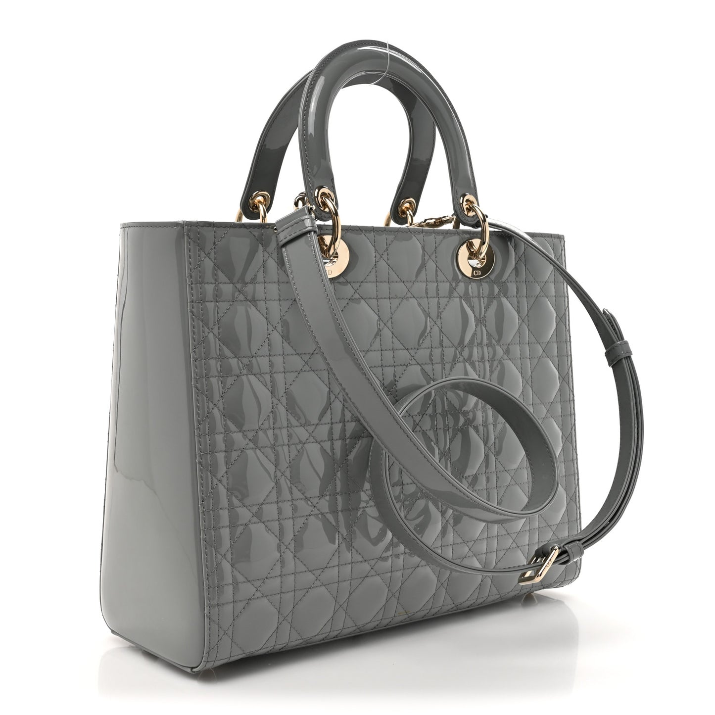 Patent Cannage Large Lady Dior Grey