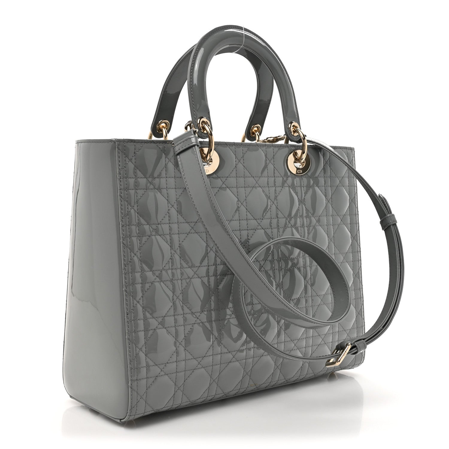 Christian Dior Patent Cannage Large Lady Dior Grey 3 of 11