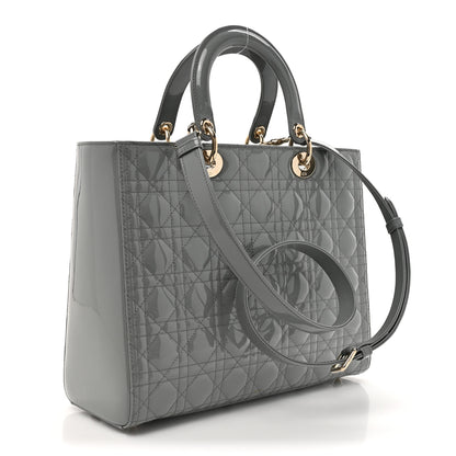 Christian Dior Patent Cannage Large Lady Dior Grey 3 of 11