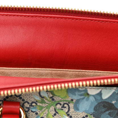 Gucci GG Supreme Monogram Blooms Medium Zip Top Tote Beige Blue Navy Hibiscus Red 20 of 21
