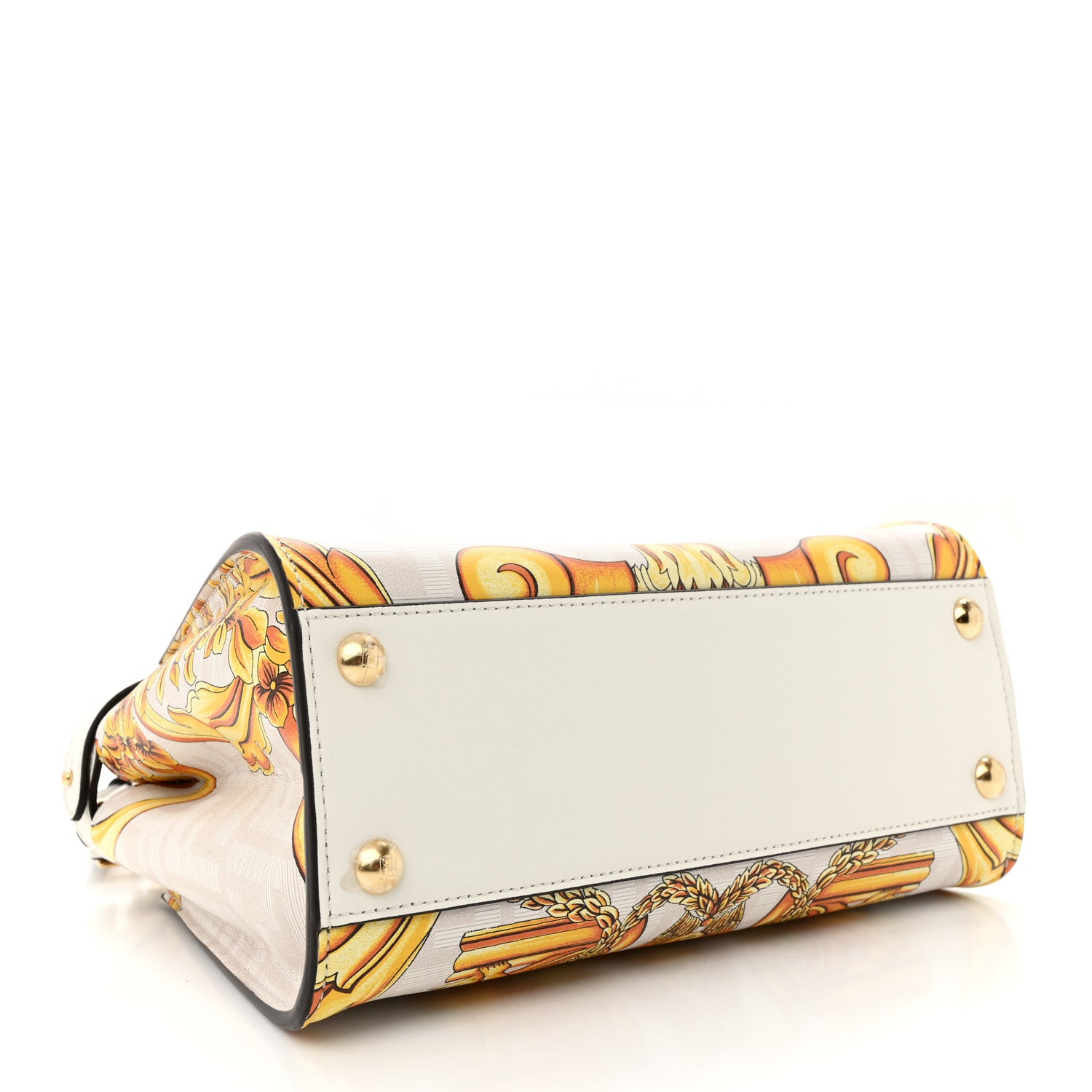 Fendi X VERSACE Vitello Seta Nappa Fendace FF Baroque Mini Peekaboo Iconic Satchel White Ice Gold 4 of 11