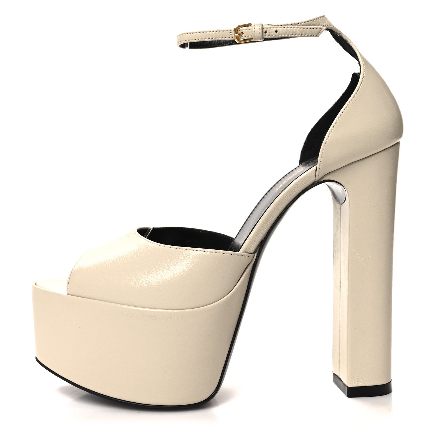 Saint Laurent Lambskin Jodie Platform Sandals 37 Pearl 1 of 10
