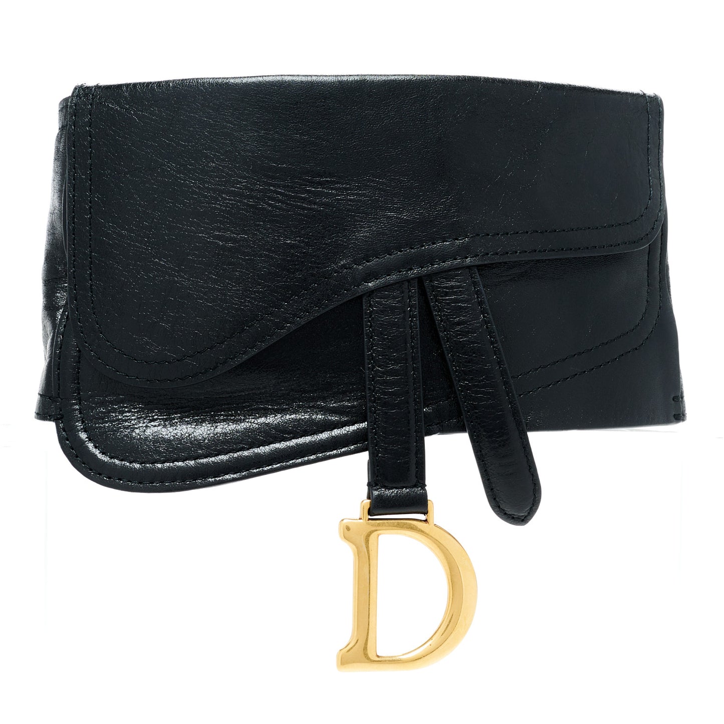 Crinkled Lambskin 135mm Saddle Belt Black