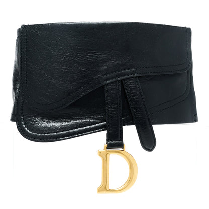 Christian Dior Crinkled Lambskin 135mm Saddle Belt Black 1 of 7
