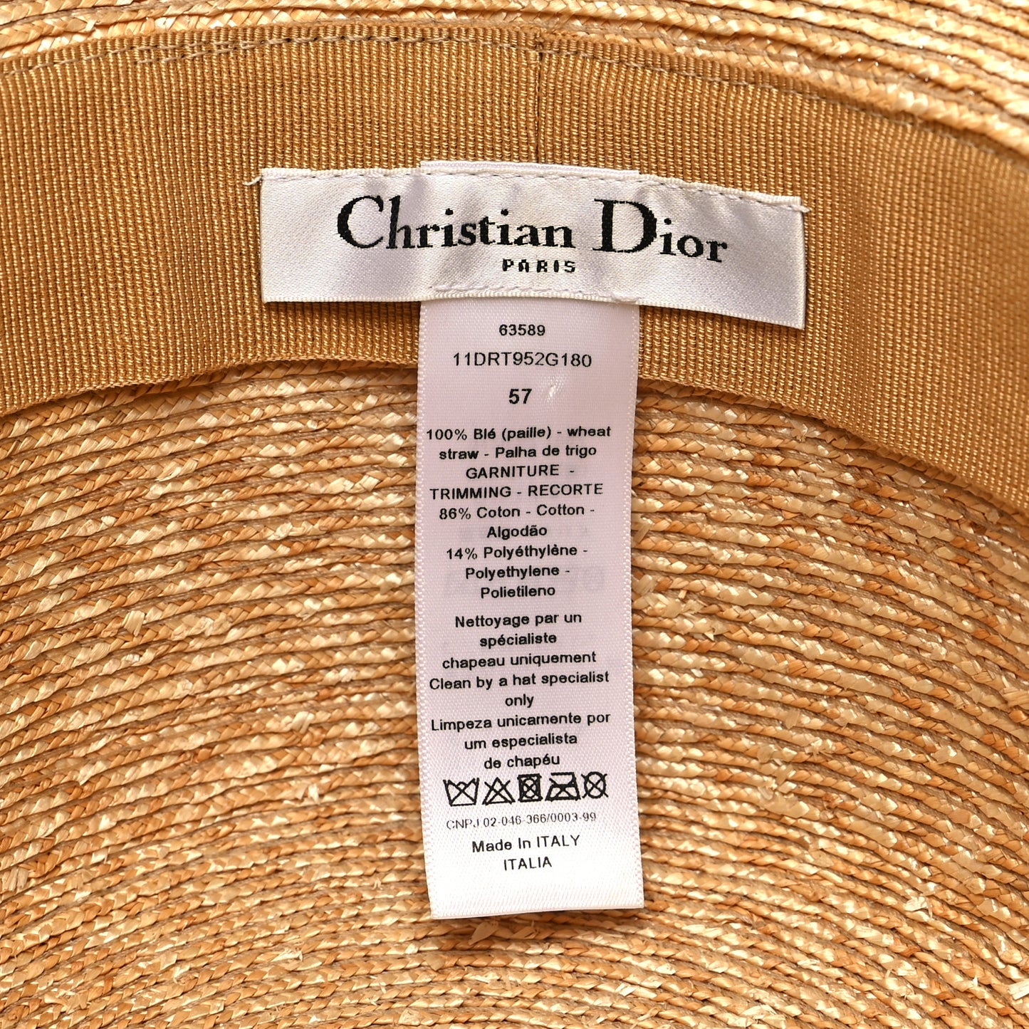 Straw Dioresort Small Brim Hat 57 Natural