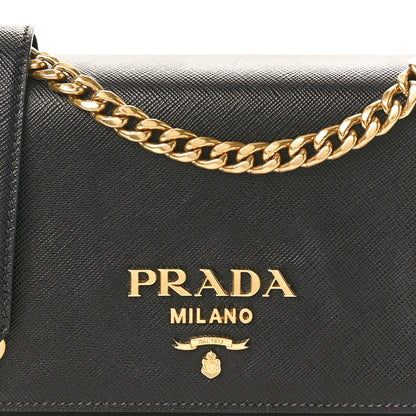 Prada Saffiano Tessuto Nylon Chain Shoulder Bag Black 7 of 9