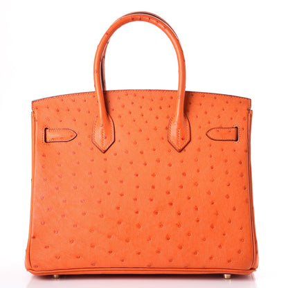 Hermes Ostrich Birkin 30 Orange 4 of 33