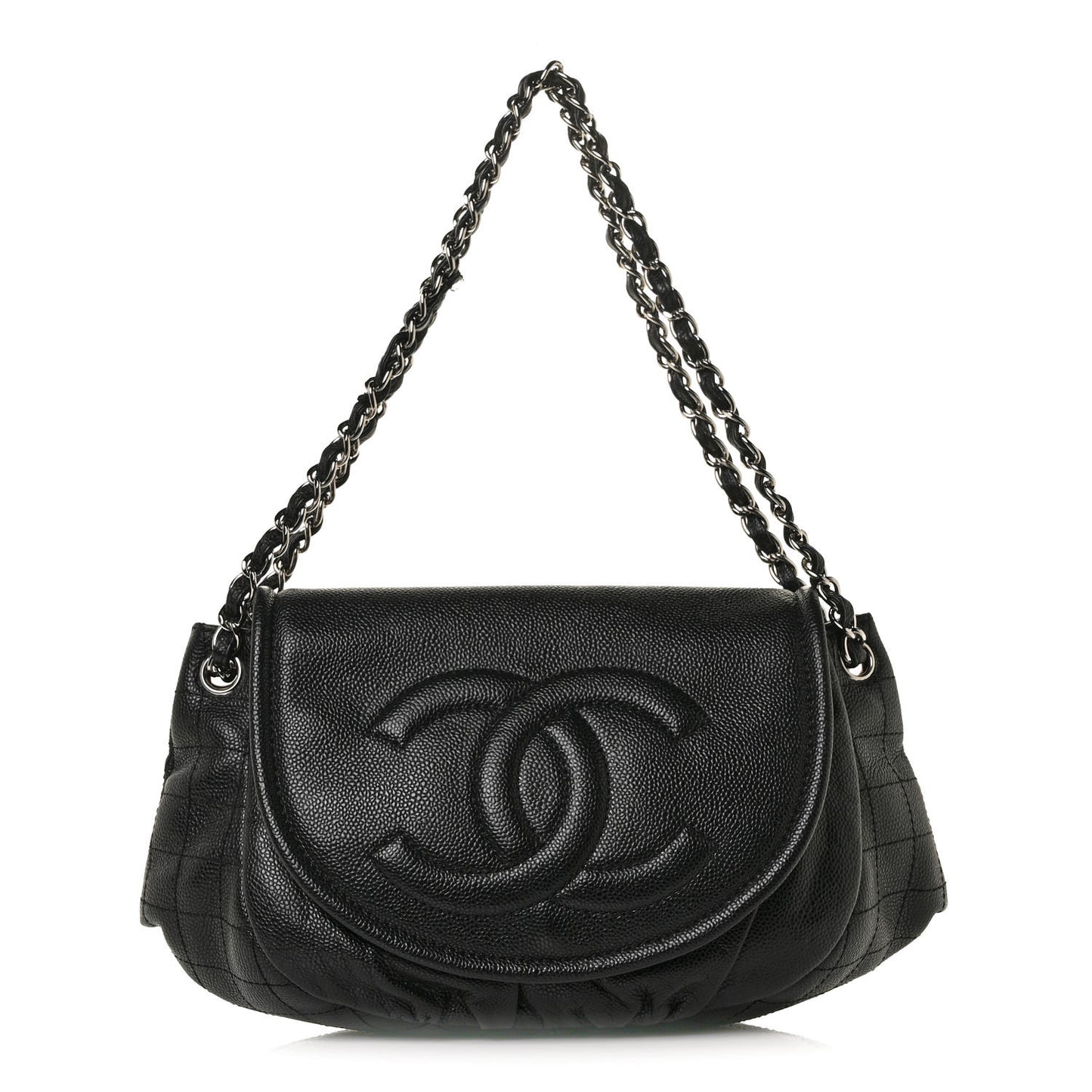 Caviar Half Moon Large Flap Black